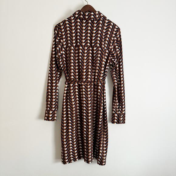BODEN Jessie Jersey Shirt Dress Pumpkin Chevron Geo 10 - Picture 7 of 12